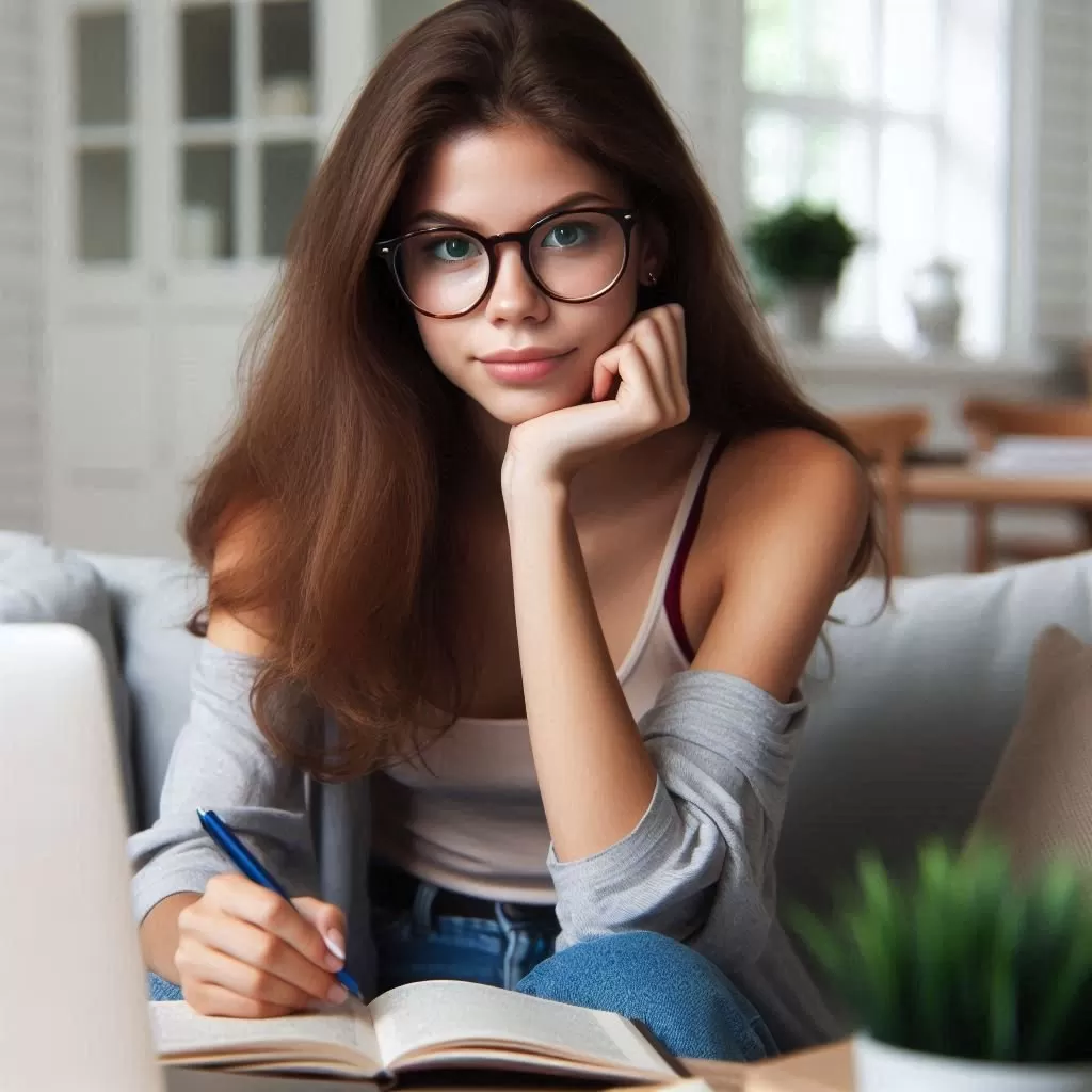 estudiante con gafas lee libro