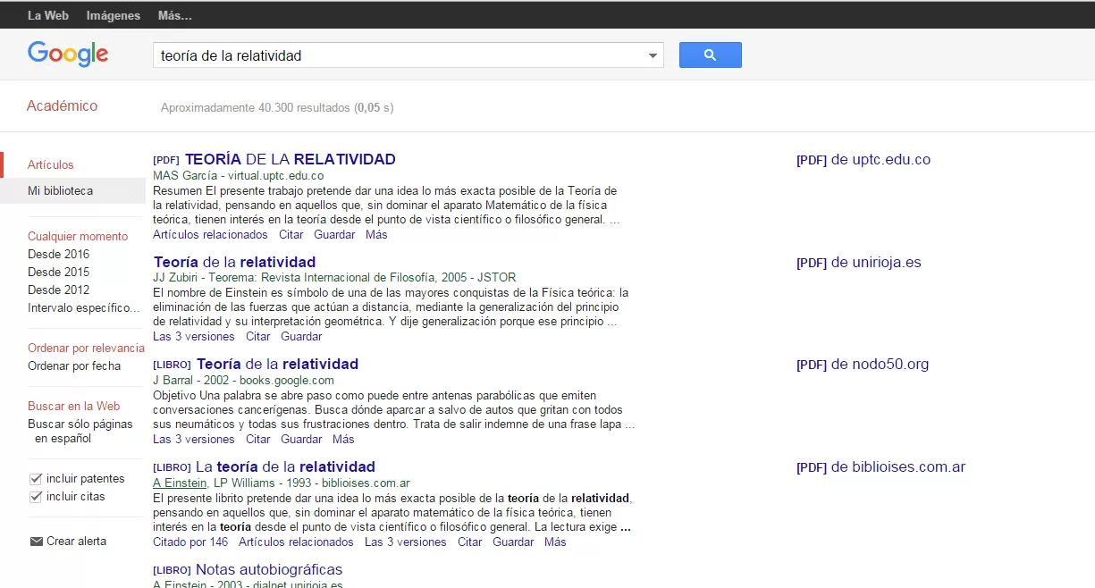 Google Académico: Mi biblioteca
