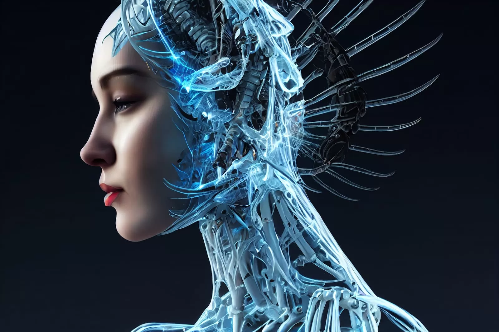 hermosa mujer robot humano inteligencia artificial