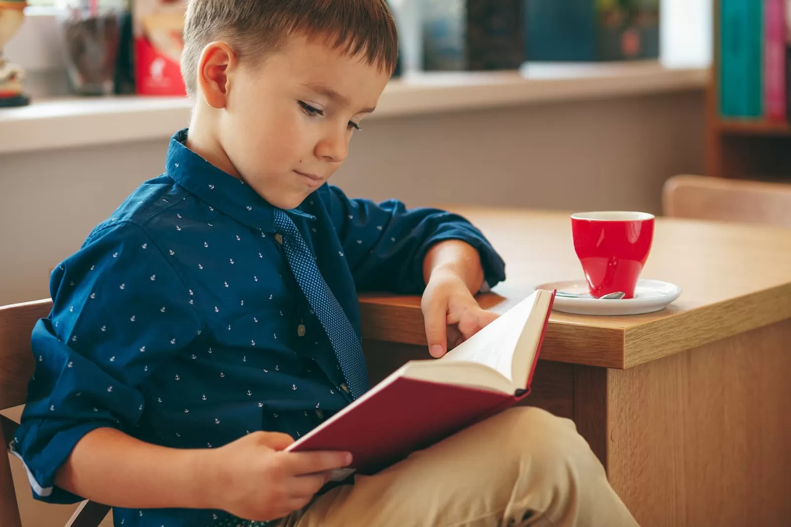 niño joven leyendo un libro