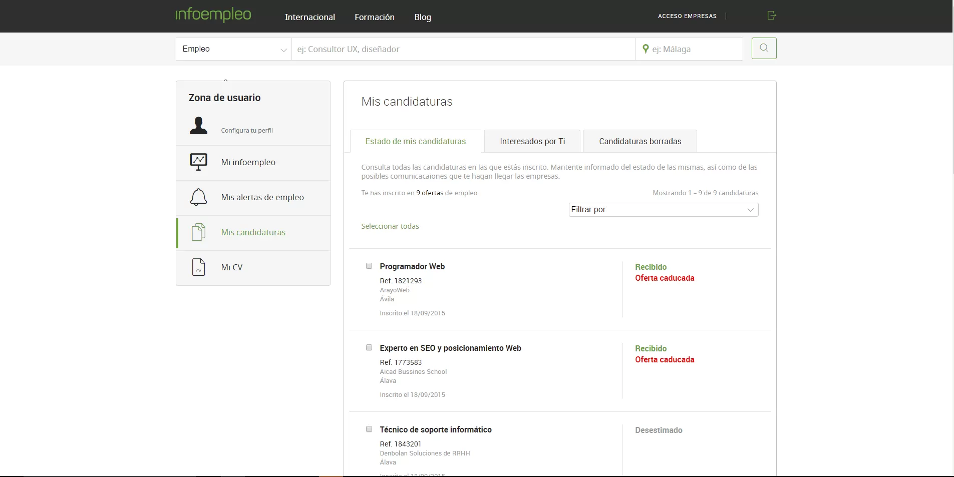 Proceso de seleccion de Infoempleo