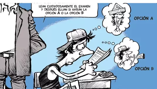 Opciones en un examen.